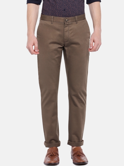 

Blackberrys Men Olive Brown Regular Fit Solid Trousers