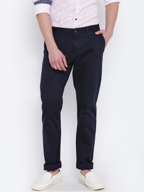 

Blackberrys Men Navy Blue Regular Fit Solid Regular Trousers