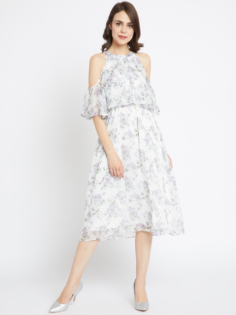 

COVER STORY Women White Printed A-Line Dress