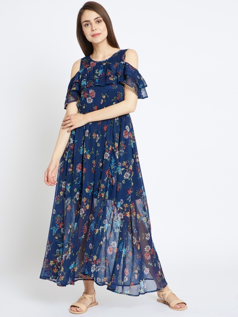 

COVER STORY Women Navy Blue Printed Maxi Dress
