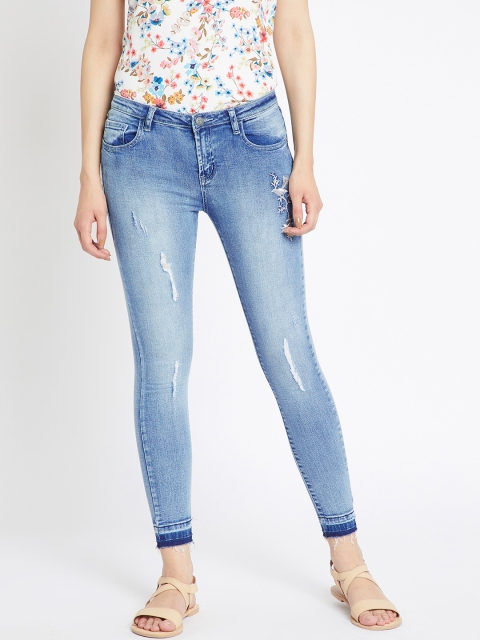 

COVER STORY Women Blue Skinny Fit Mid-Rise Low Distress Stretchable Jeans