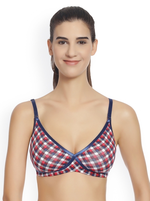 

Soie Navy Blue Printed Non-Wired Non Padded T-shirt Bra