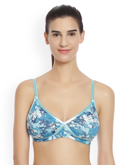 

Soie Blue Printed Non-Wired Non Padded T-shirt Bra