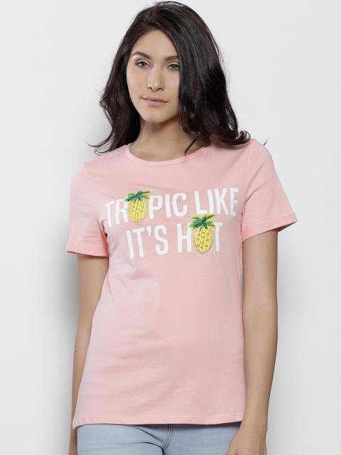 

DOROTHY PERKINS Women Pink Printed Round Neck T-shirt