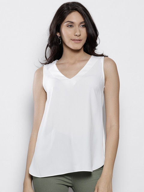 

DOROTHY PERKINS Women White Solid A-Line Top