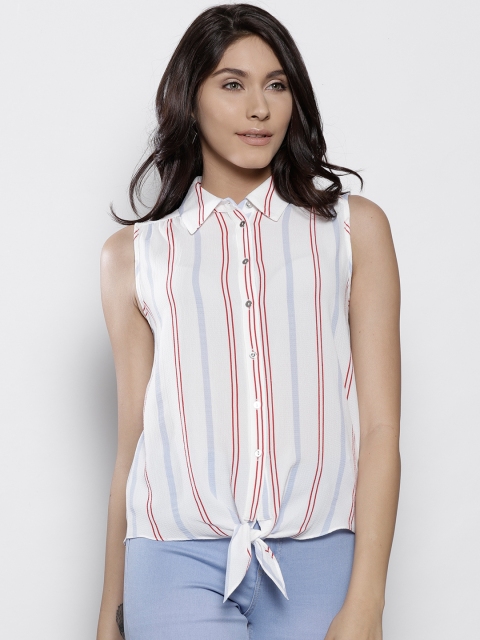 

DOROTHY PERKINS Women White & Red Regular Fit Striped Casual Shirt