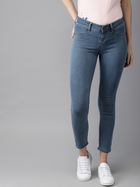 

HERE&NOW Women Blue Solid Skinny Fit Cropped Jeggings