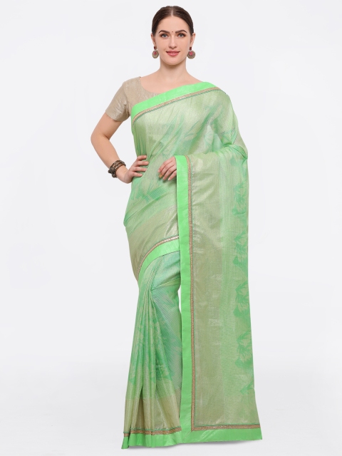 

Stylee LIFESTYLE Green Silk Blend Printed Bhagalpuri Saree