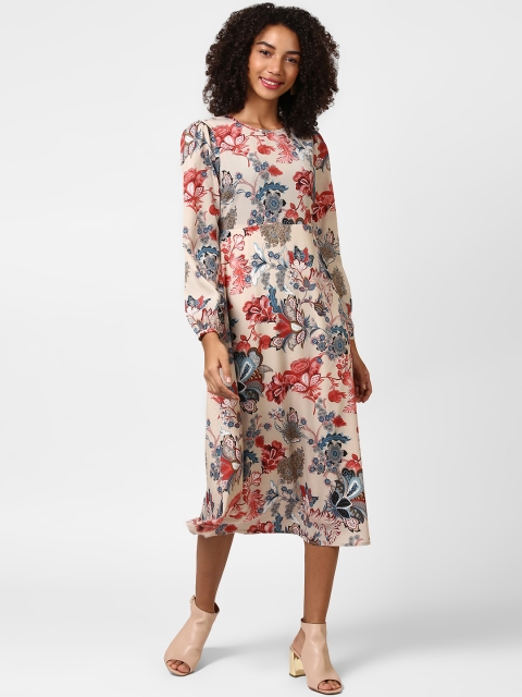 

Harpa Women Beige Printed Fit and Flare Dress