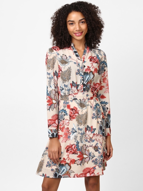

Harpa Women Beige Printed Fit and Flare Dress