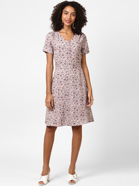

Harpa Women Pink Printed Fit and Flare Dress