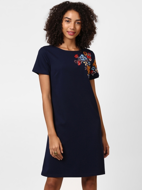 

Harpa Women Navy Blue Solid A-Line Dress