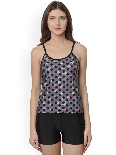 

Da Intimo Grey & Black Printed Swimsuit