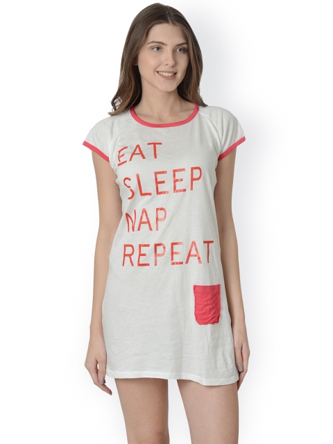 

Da Intimo Off-White Printed Sleep Shirt DIB227