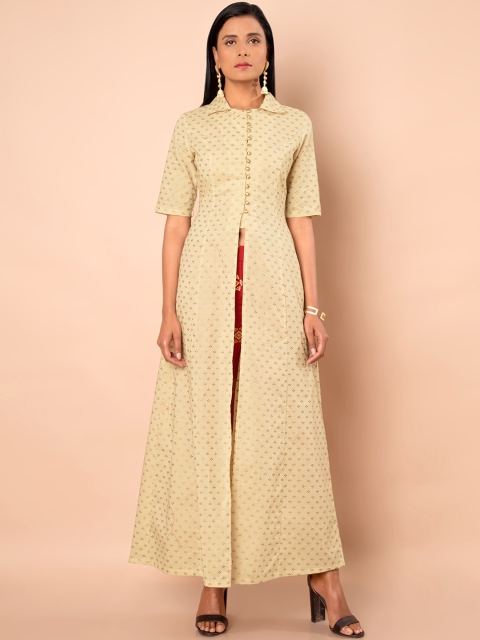 

INDYA Women Beige Printed Straight Kurta