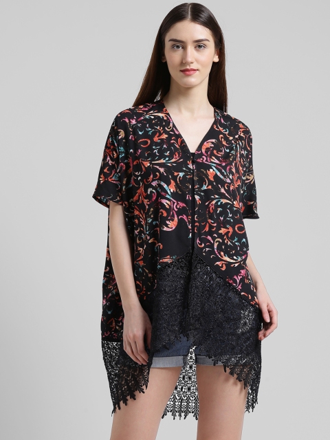 

Texco Black Printed Tie-Up Shrug