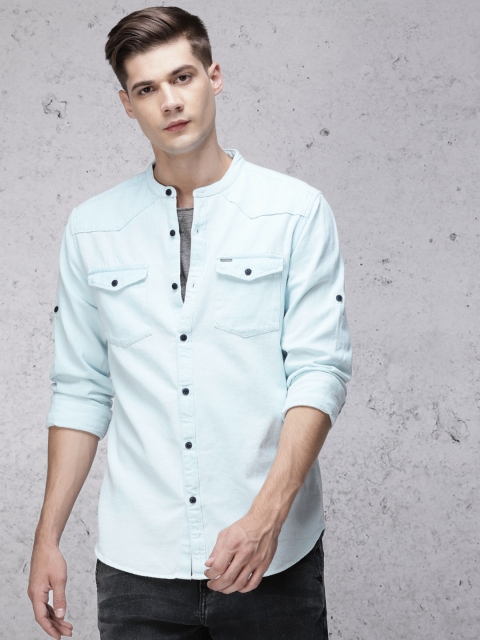 

Ecko Unltd Men Blue Slim Fit Solid Denim Casual Shirt