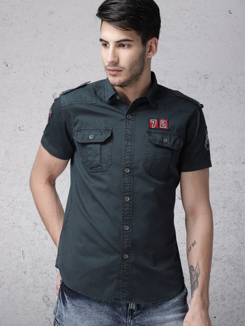 

Ecko Unltd Men Blue Slim Fit Solid Casual Shirt