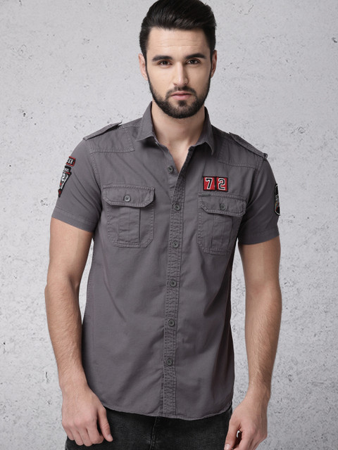 

Ecko Unltd Men Grey Slim Fit Solid Casual Shirt