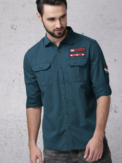 

Ecko Unltd Men Blue Slim Fit Solid Casual Shirt