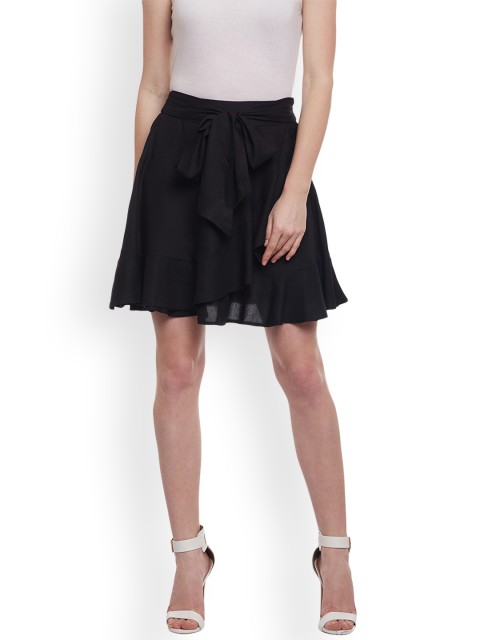 

Castle Women Black Solid Rayon Mini Skirt