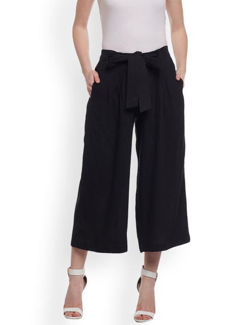 

Castle Women Black Smart Regular Fit Solid Culottes