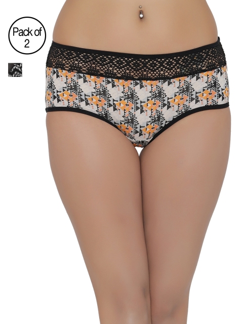

Clovia Pack of 2 Printed Hipster Briefs COMPNC217, Black
