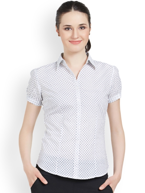 

Bombay High Women White Custom Slim Fit Printed Casual Shirt