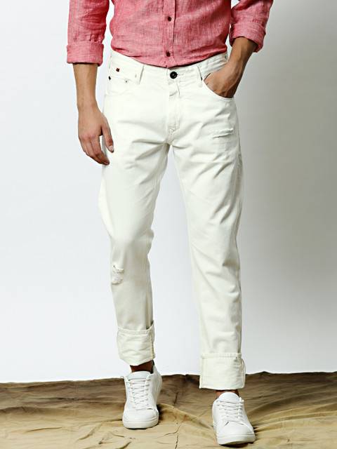 

Mr Bowerbird Men White Relaxed Fit All Day Denim