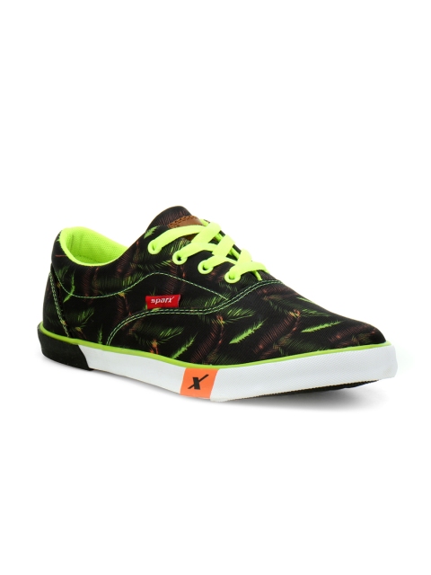 

Sparx Women Black And Fluorescent Green Sneakers
