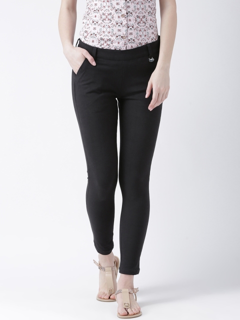 

JUMP USA Women Black Pencil Slim Fit Solid Regular Trousers