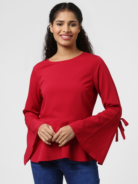 

Harpa Women Maroon Solid Peplum Top