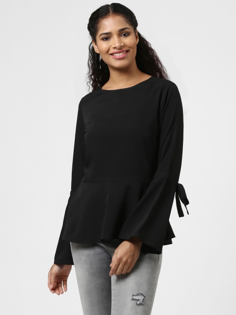 

Harpa Women Black Solid Peplum Top