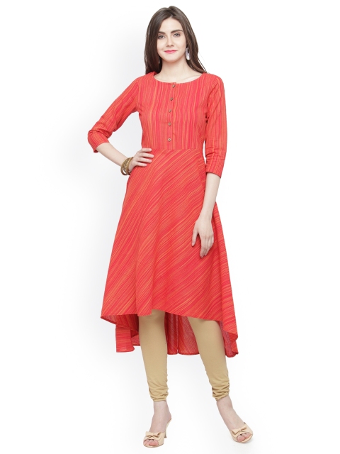 

Jompers Women Red Printed A-Line Kurta