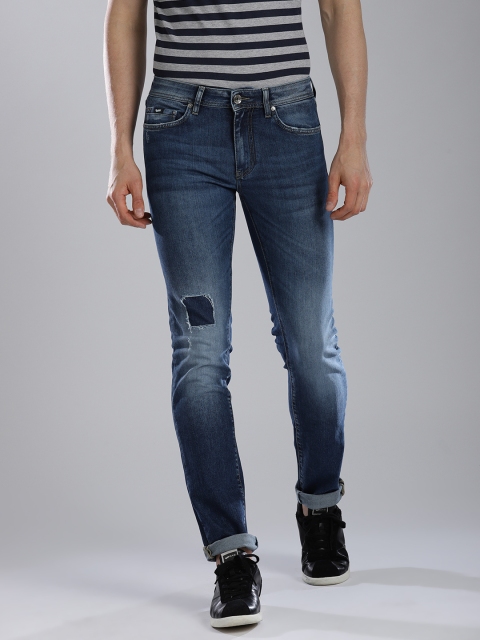 

GAS Men Blue Slim Fit Mid-Rise Low Distress Stretchable Jeans