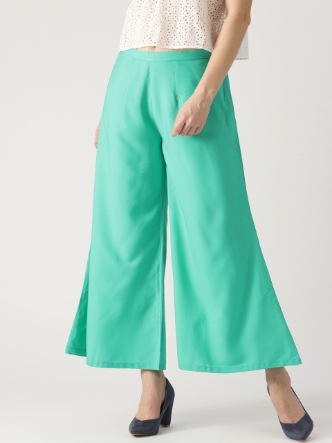 

Libas Women Green Wide Leg Solid Palazzos