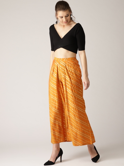 

Libas Women Orange & Golden Printed Wide Leg Palazzos