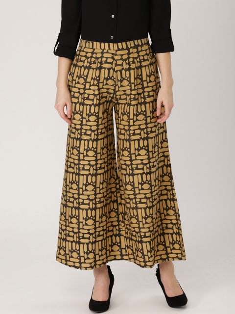

Libas Women Beige & Grey Printed Wide Leg Palazzos