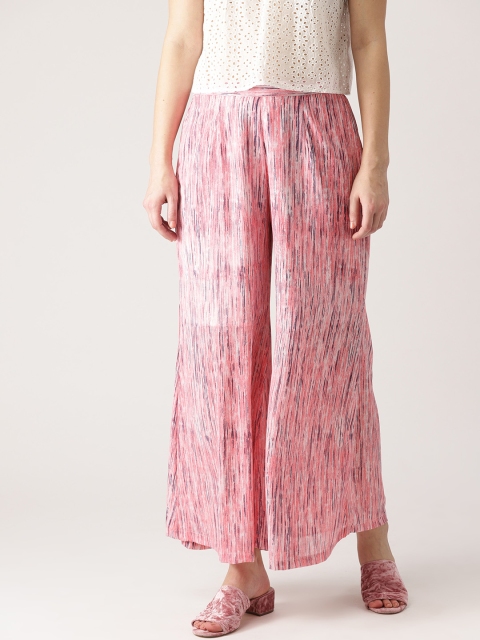 

Libas Women Pink Flared Striped Palazzos