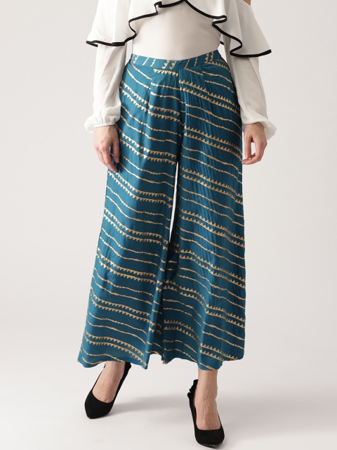 

Libas Women Blue & Golden Printed Wide Leg Palazzos