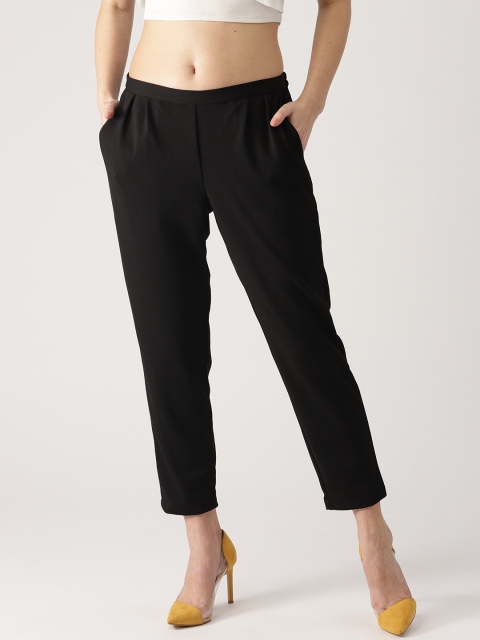 

Libas Women Black Regular Fit Solid Cropped Trousers