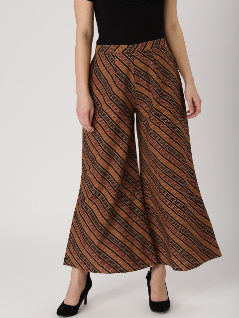 

Libas Women Brown & Black Striped Wide Leg Palazzos