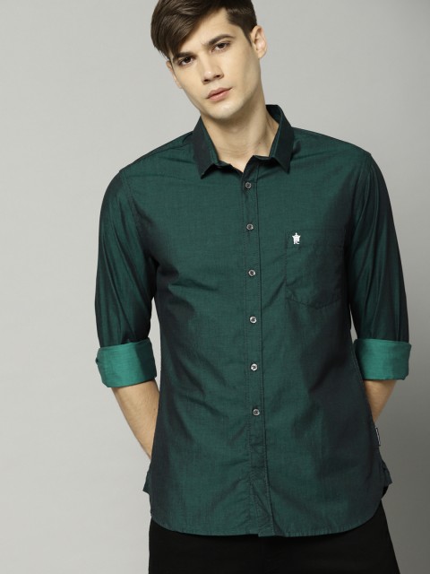 

French Connection Men Green Slim Fit Solid Casual Shirt