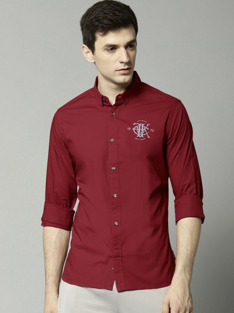 

French Connection Men Red Regular Fit Solid Casual Shirt