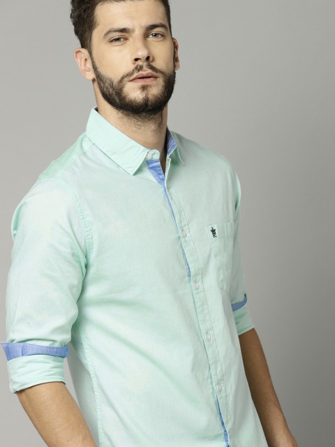 

French Connection Men Blue Slim Fit Solid Casual Shirt