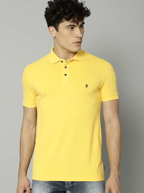 

French Connection Men Yellow Solid Polo Collar T-shirt