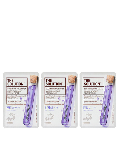 

The Face Shop Pack of 3 Madecassoside The Solution Soothing Face Mask, Purple
