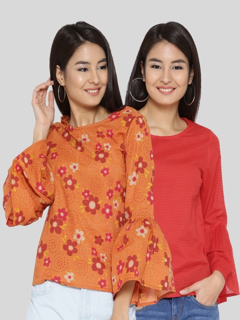 

Sera Pack Of 2 Pure Cotton Tops, Red