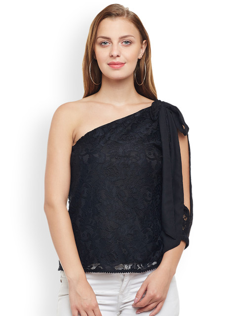 

Latin Quarters Women Black Self Design Top