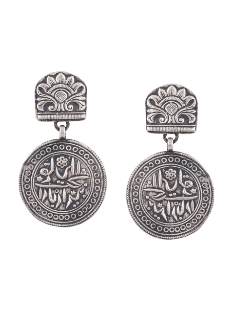 

ahilya Sterling Silver Sikka Mohur Coin Drop Earrings